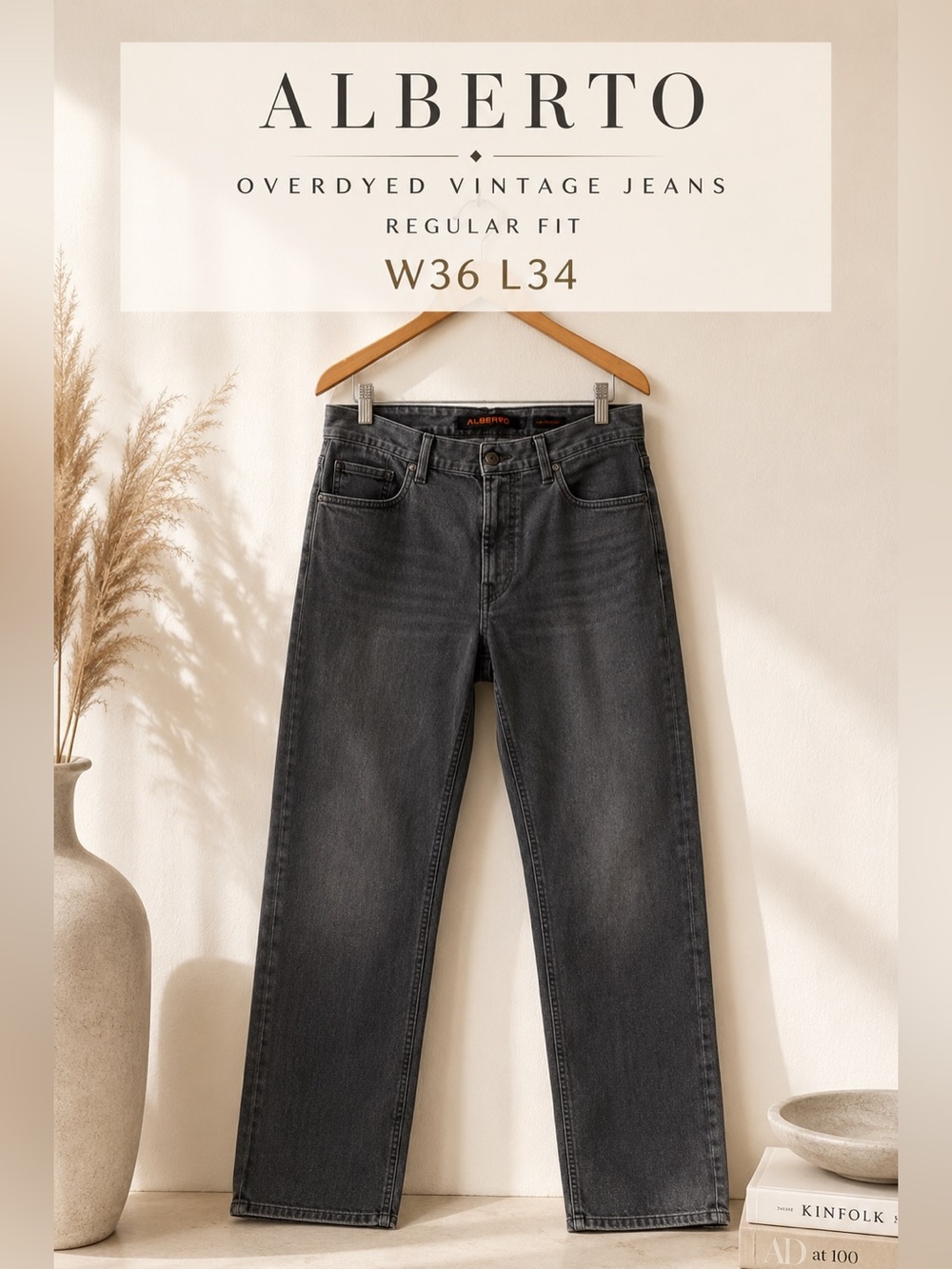 Alberto Overdyed Vintage Regular Fit Jeans Gray W36 L34